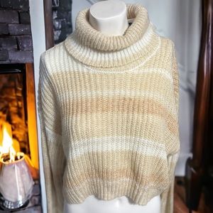 Giani Bini Stripe Mock Neck Cropped Sweater